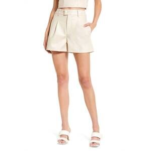 NEW AMYLYNN tonya faux leather shorts in cream